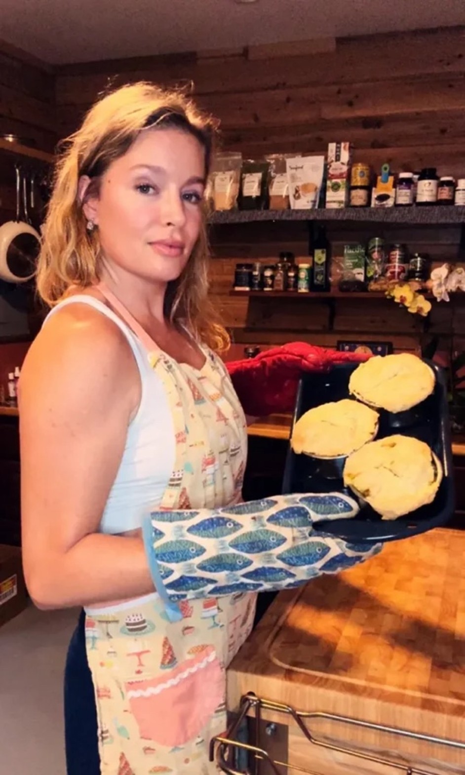 Sharon preparing food at Island Boundary Homestead